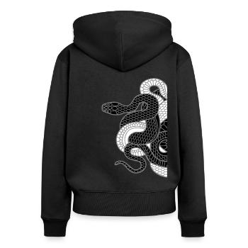 serpents - Sweat à capuche zippé Premium bio Femme - noir - Dos - Julia (174cm)
