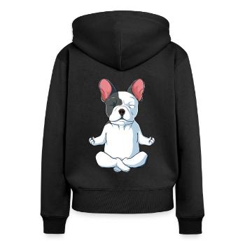 Cadeau de bouledogue français Bouledogue français - Sweat à capuche zippé Premium bio Femme - noir - Dos - Julia (174cm)