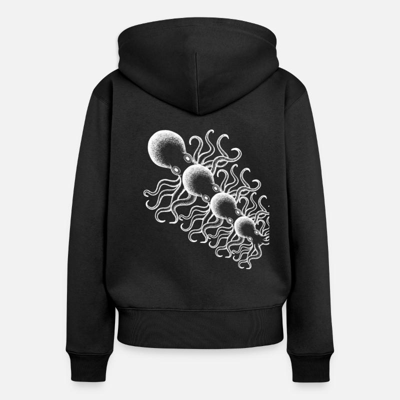 Octopus Octopus Octopus Diver Diver - Sweat à capuche zippé Premium bio Femme - noir