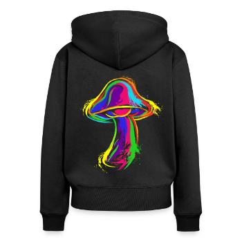 Goa Psytrance Magic Mushroom Gift pour Goa Trancer - Sweat à capuche zippé Premium bio Femme - noir - Dos - Julia (174cm)