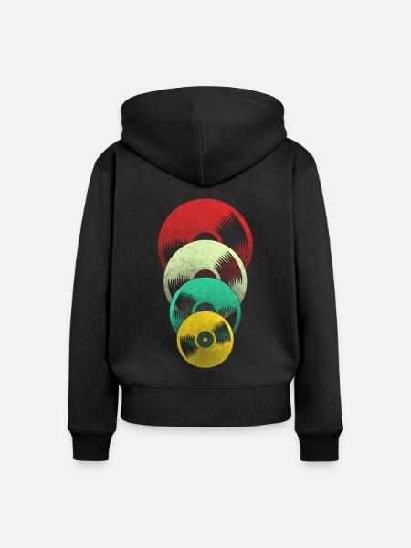 Retro Schallplatte - Frauen Premium Bio Zip Hoodie - Schwarz