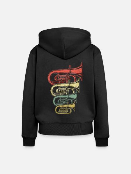 Retro Tuba - Frauen Premium Bio Zip Hoodie - Schwarz
