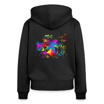 Drums - Women's Premium Organic Zip Hoodie - black - Back - Julia (174cm)
