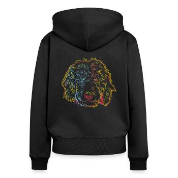 Curieux Goldendoodle chien - Sweat à capuche zippé Premium bio Femme - noir - Dos - Julia (174cm)