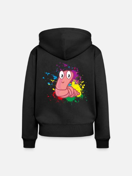 Farbiger Wurm - Frauen Premium Bio Zip Hoodie - Schwarz