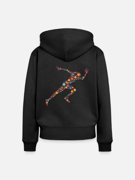 Blumen Sprinterin - Frauen Premium Bio Zip Hoodie - Schwarz