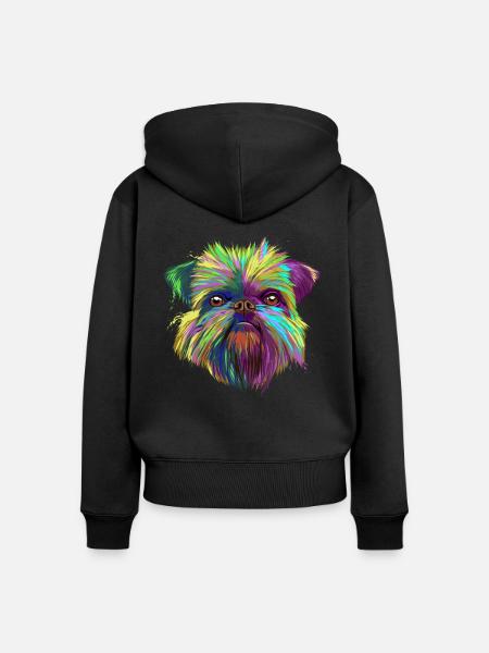 Brussels Griffon Hund - Frauen Premium Bio Zip Hoodie - Schwarz