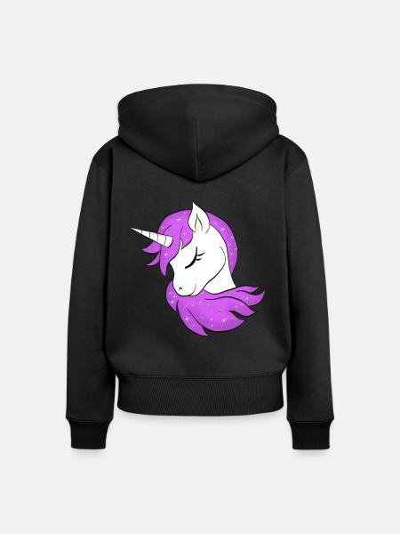 Einhorn - Licorne - Unicorn - Frauen Premium Bio Zip Hoodie - Schwarz