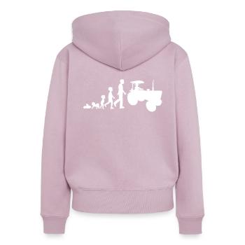 Agriculteur de naissance de tracteur - Sweat à capuche zippé Premium bio Femme - rose poudré - Dos - Julia (174cm)