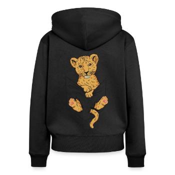 Bébé lion dans un sac - Sweat à capuche zippé Premium bio Femme - noir - Dos - Julia (174cm)