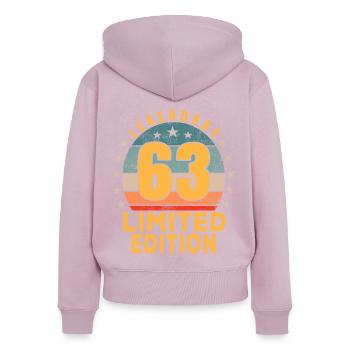 Geburtstag Legendary 63 Jahre Limited Edition - Frauen Premium Bio Zip Hoodie - Altrosa - Hinten - Julia (174cm)