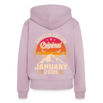 Geburtstagsgeschenk geboren im Januar 2005 - Frauen Premium Bio Zip Hoodie - Altrosa - Hinten - Julia (174cm)