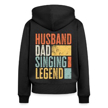 Chanter mari papa légendaire père meilleur rétro - Sweat à capuche zippé Premium bio Femme - noir - Dos - Julia (174cm)