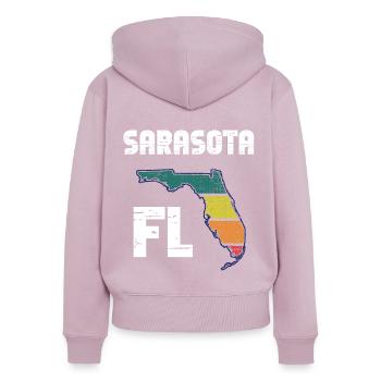 Retro Liebe Sarasota Florida FL Vintage Design - Frauen Premium Bio Zip Hoodie - Altrosa - Hinten - Julia (174cm)