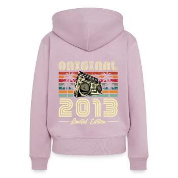 Vintage Retro 2013 Original Geburtstagsgeschenk - Frauen Premium Bio Zip Hoodie - Altrosa - Hinten - Julia (174cm)