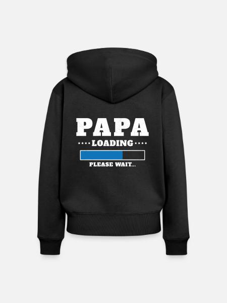 Papa wird geladen Bitte warten - Frauen Premium Bio Zip Hoodie - Schwarz