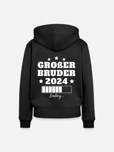 Großer Bruder 2024 Geschenkidee - Frauen Premium Bio Zip Hoodie - Schwarz