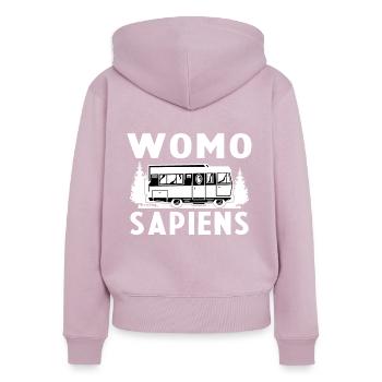 Womo Sapiens Funny Caravan - Frauen Premium Bio Zip Hoodie - Altrosa - Hinten - Julia (174cm)