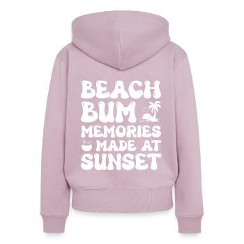 Beach Bum Memories Made At Sunset - Frauen Premium Bio Zip Hoodie - Altrosa - Hinten - Julia (174cm)