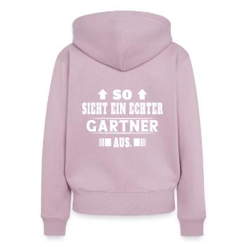 Gärtner Gartenbau Landschaftsbau Hobbygärtner - Frauen Premium Bio Zip Hoodie - Altrosa - Hinten - Julia (174cm)