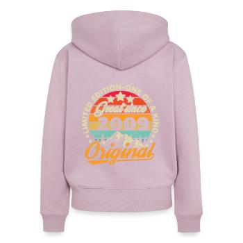 Geschenk zum 14./15-jährigen Jubiläum 2009 Jahrgang - Frauen Premium Bio Zip Hoodie - Altrosa - Hinten - Julia (174cm)