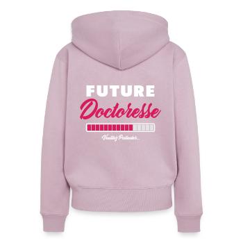 Future Doctoresse Humour Métier Cadeau - Sweat à capuche zippé Premium bio Femme - rose poudré - Dos - Julia (174cm)