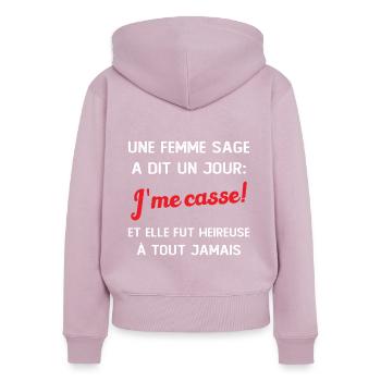 idee depart collegue de travail humour - Sweat à capuche zippé Premium bio Femme - rose poudré - Dos - Julia (174cm)