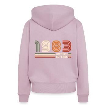 Vintage 1983 Retro Jubiläumsgeschenk - Frauen Premium Bio Zip Hoodie - Altrosa - Hinten - Julia (174cm)