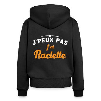 J'peux pas j'ai raclette - Sweat à capuche zippé Premium bio Femme - noir - Dos - Julia (174cm)