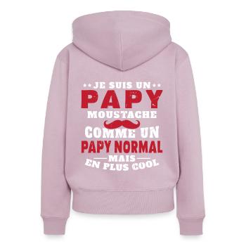 Un papy moustache comme un papy normal - Sweat à capuche zippé Premium bio Femme - rose poudré - Dos - Julia (174cm)