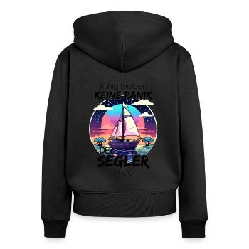 Don't panic - the sailor is here - sailboat - Women's Premium Organic Zip Hoodie - black - Back - Julia (174cm)