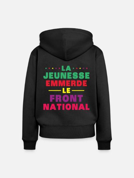 Scheiß auf die Front National - Frauen Premium Bio Zip Hoodie - Schwarz