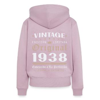Vinatge 1938 Geburtstagsgeschenk - Frauen Premium Bio Zip Hoodie - Altrosa - Hinten - Julia (174cm)