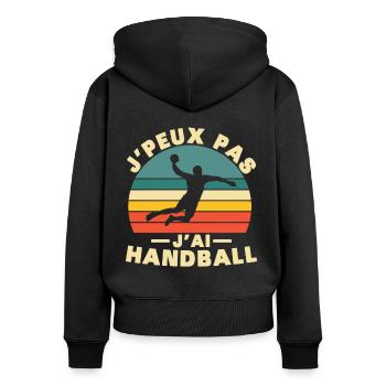 J peux pas j ai handball t shirt pour handball - Sweat à capuche zippé Premium bio Femme - noir - Dos - Julia (174cm)
