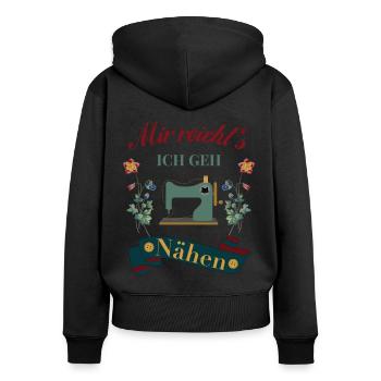 Seamstress sewing I've had enough - Women's Premium Organic Zip Hoodie - black - Back - Julia (174cm)