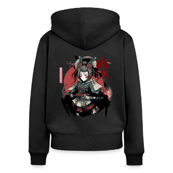 Kuchisake Onna Yokai Bushido Samurai Armor - Women's Premium Organic Zip Hoodie - black - Back - Julia (174cm)