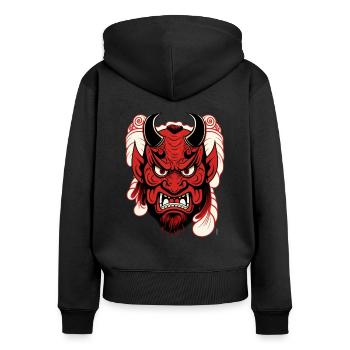 Hundedämon Tengu Shinto Gott Noh Theatermasken - Frauen Premium Bio Zip Hoodie - Schwarz - Hinten - Julia (174cm)