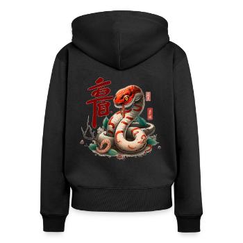 Mystical Serpent Japanese Snake Creature - Women's Premium Organic Zip Hoodie - black - Back - Julia (174cm)