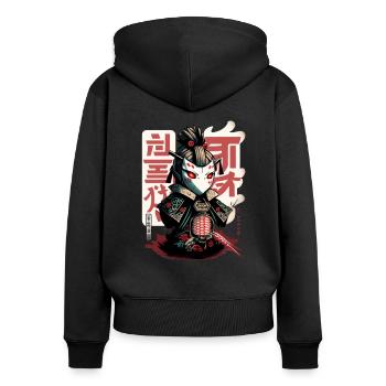 Mythische Japanische Samurai Kuchisake Onna Teufel - Frauen Premium Bio Zip Hoodie - Schwarz - Hinten - Julia (174cm)