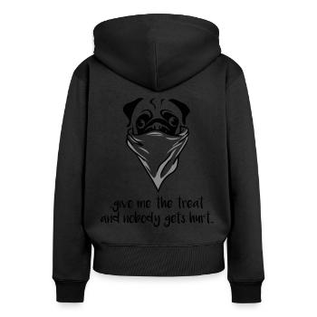 Carlin Dog Bandana Raid Pug - Sweat à capuche zippé Premium bio Femme - noir - Dos - Julia (174cm)