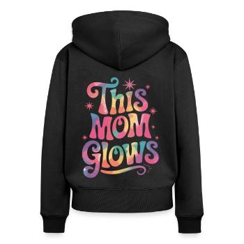 Proud mom with glow effect - Women's Premium Organic Zip Hoodie - black - Back - Julia (174cm)