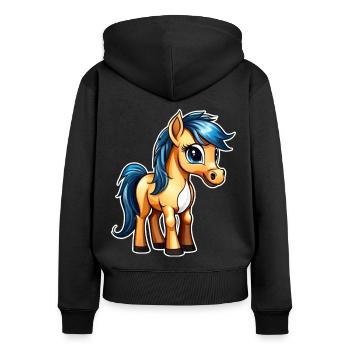 Mignon petit cheval - Sweat à capuche zippé Premium bio Femme - noir - Dos - Julia (174cm)