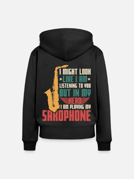 Saxophon Spruch - Frauen Premium Bio Zip Hoodie - Schwarz