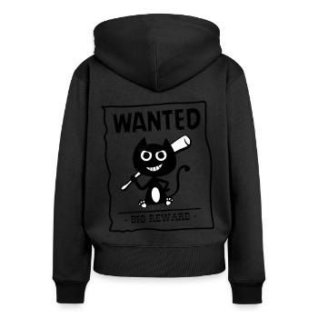 Katze von der Polizei gesucht! Humor Katze! - Frauen Premium Bio Zip Hoodie - Schwarz - Hinten - Julia (174cm)