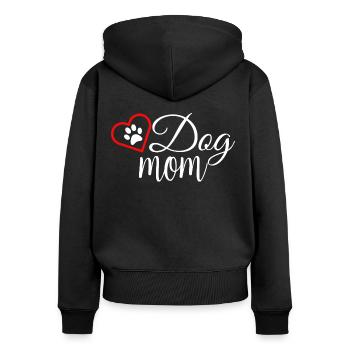 Dog Mom - Frauen Premium Bio Zip Hoodie - Schwarz - Hinten - Julia (174cm)