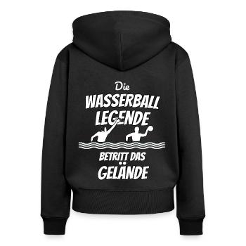 Wasserballer und Wassersport Spruch - Frauen Premium Bio Zip Hoodie - Schwarz - Hinten - Julia (174cm)