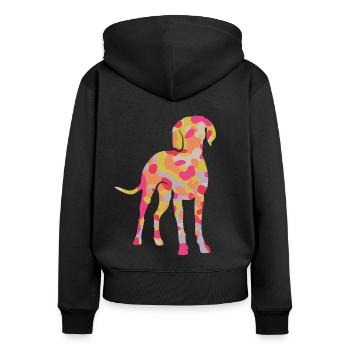 Weimaraner Hunde Hundemotiv Frauen Weimaraner - Frauen Premium Bio Zip Hoodie - Schwarz - Hinten - Julia (174cm)