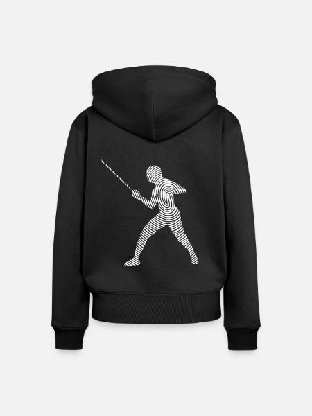 Fechter Fecht Fingerabdruck Fechten - Frauen Premium Bio Zip Hoodie - Schwarz