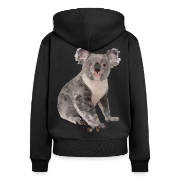 Koala - Frauen Premium Bio Zip Hoodie - Schwarz - Hinten - Julia (174cm)