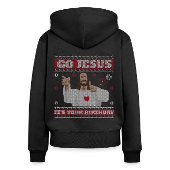 Go Jesus It's Your Birthday - Women's Premium Organic Zip Hoodie - black - Back - Julia (174cm)